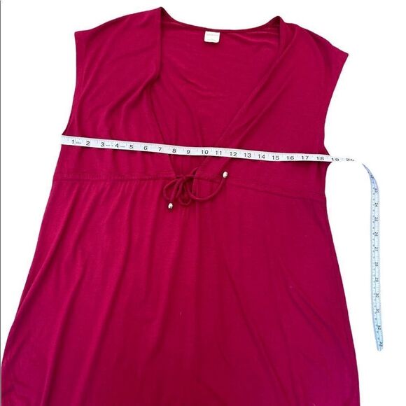 MERONA Cranberry Deep V Lightweight Short Sleeve Tunic Top L - Picture 8 of 9